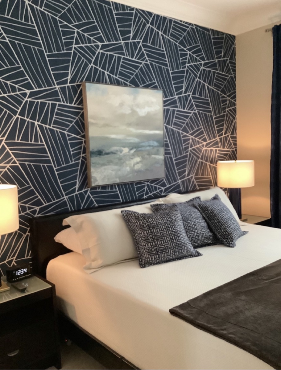 Feature wall wallpaper installation